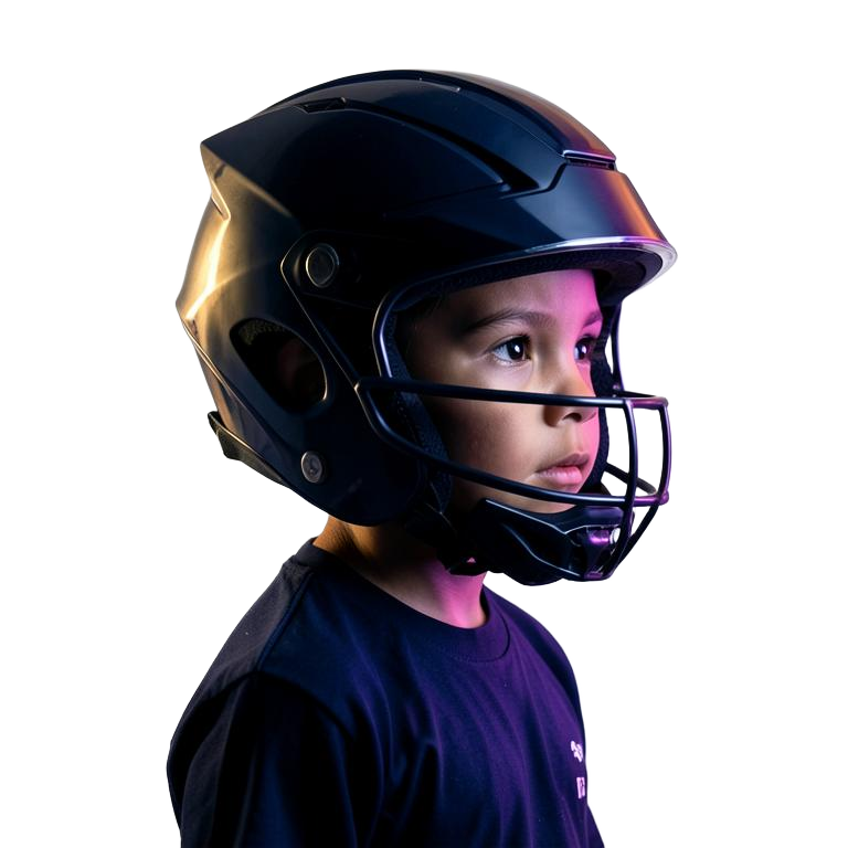 A child in a sports helmet, representing youth athletes
